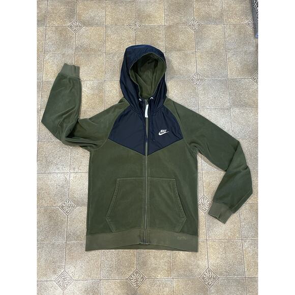 Mens Nike Sportswear Full-Zip Fleece Hoodie 929114 395 Green/Black Size Small - Picture 3 of 14
